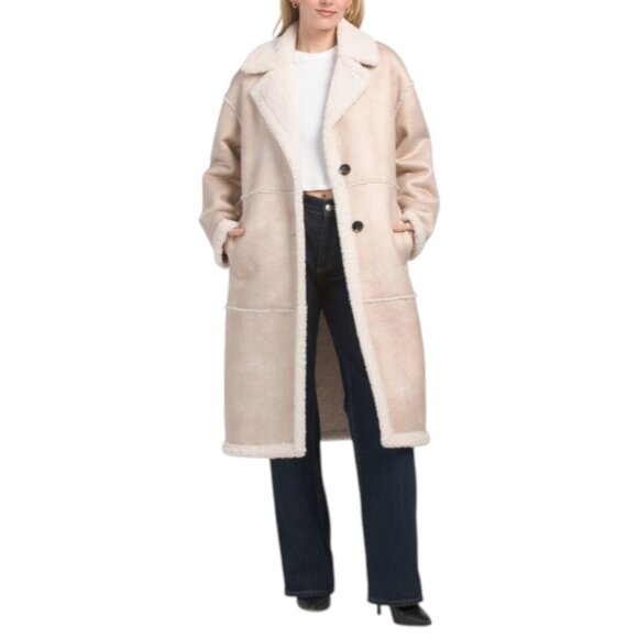 BCBGMAXAZRIA Missy Long Faux Shearling Coat - Picture 1 of 2